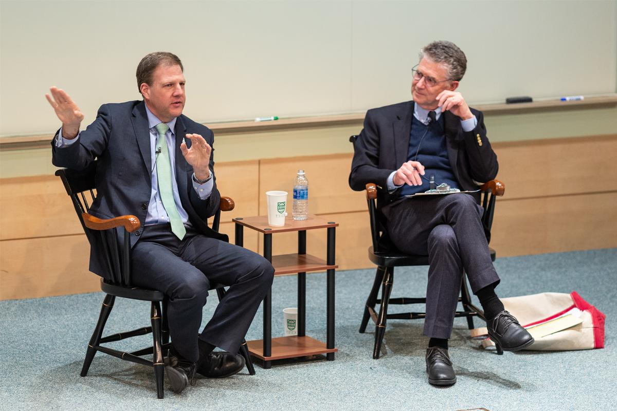 Fisher moderated a conversation with New Hampshire Governor Chris Sununu