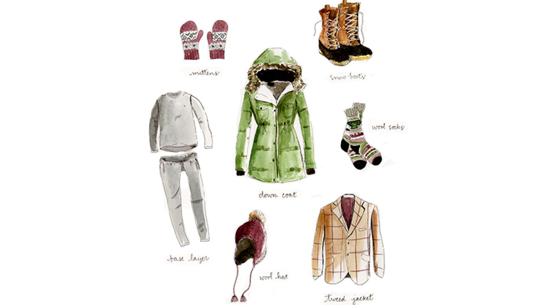 Clipart Outlined Winter Clothing And Accessories - Royalty Free Vector  Illustration by visekart #1081649
